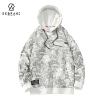 DEBRAND春秋卫衣男2021秋装印花连帽外套韩版潮流宽松情侣套头衫