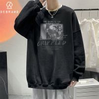 DEBRAND潮牌2022新款圆领卫衣男潮ins百搭美式卫衣复古青少年外套