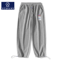 DEBRAND华夫格裤子男2022新款春季宽松百搭束脚九分潮男长裤卫裤