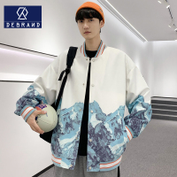 DEBRAND外套男春秋季2022新款港风宽松潮牌设计感棒球服迷彩夹克