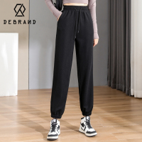DEBRAND华夫格纹运动裤女束脚春秋季2022新款显瘦哈伦卫裤子ins潮
