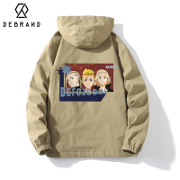 DEBRAND军绿色日式夹克衫男士春秋季宽松百搭少年感连帽工装外套