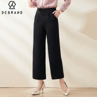 DEBRAND春夏雪纺高腰阔腿裤2022新款宽松显瘦休闲百搭大码直筒裤