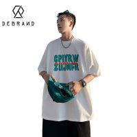 DEBRAND纯棉短袖t恤男2022新款夏季潮流港风复古春款圆领休闲上衣