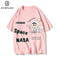 DEBRAND粉色卡通T恤男夏季薄款纯棉短袖男生百搭半袖宽松大码上衣