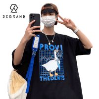 DEBRAND夏季新款潮牌百搭印花短袖T恤男ins港风宽松情侣款打底衫