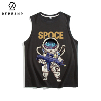 DEBRAND背心男士休闲运动纯棉无袖T恤衫卡通印花圆领百搭坎肩汗衫