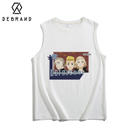 DEBRAND夏季潮牌印花无袖T恤男休闲舒适百搭篮球背心宽松纯棉汗衫