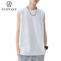 DEBRAND背心男纯棉夏季外穿马甲潮牌宽松男士休闲纯色黑白坎肩