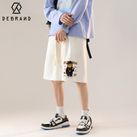 DEBRAND小熊印花五分裤男夏季设计感小众华夫格沙滩训练休闲短裤