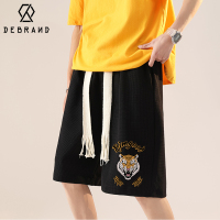 DEBRAND虎头印花华夫格短裤男夏季宽松大码篮球运动五分裤青少年
