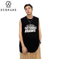 DEBRAND背心男夏季无袖t恤运动坎肩潮牌ins港风宽松砍袖纯棉马甲