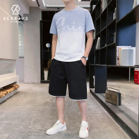 DEBRAND冰丝短袖短裤套装男士夏季薄款速干休闲男装一套搭配帅气
