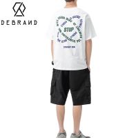 DEBRAND潮牌2022年夏装新款宽松字母印花纯棉短袖T恤男百搭情侣装