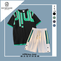 DEBRAND夏季套装男一套搭配帅气宽松衣服男士新款青少年短袖t恤潮