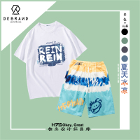 DEBRAND休闲套装男夏季潮牌冰丝短袖t恤短裤宽松百搭运动男装一套