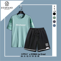 DEBRAND短袖t恤男士休闲套装夏季新款搭配一套帅气衣服纯棉五分裤