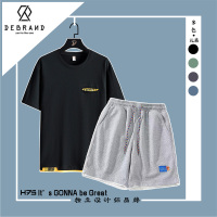DEBRAND男士休闲套装夏季薄款纯棉短袖t恤宽松一套搭配帅气两件套