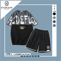 DEBRAND短袖休闲套装男夏季潮流帅气学生男装一套搭配短裤两件套