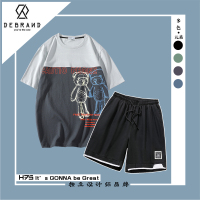 DEBRAND夏季短袖短裤套装男潮流帅气男装一套搭配休闲短裤两件套