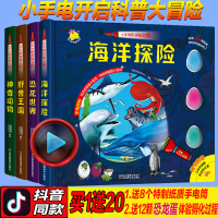 套装全4册小手电大探秘系列书儿童手电筒图书海洋世界海底动物书恐龙世界神奇动物野兽王国科普胶片书籍3-6岁-9岁百科