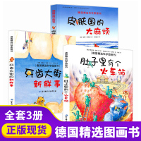 张丹丹推荐的书 全套3册德国绘本 牙齿大街的新鲜事+皮肤国的烦+肚子里有个火车站 幼儿4-5-6岁幼儿园硬壳里面