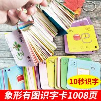 1008页认字卡象形字识字书儿童教材全脑记忆幼儿游戏卡利用左脑右脑学习汉字快读认知大脑开发宝宝识字卡片 3-6岁基础