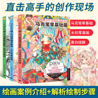 SSbook超人气绘师精讲教程套装3本 水彩零基础篇马克笔黑白线稿绘画教程书