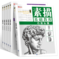 素描基础教程 全套6册 画画入自学零基础从零起步石膏头像素描书摆件模型几何体临摹书 人物绘画书籍 手绘三天学会铅笔画美