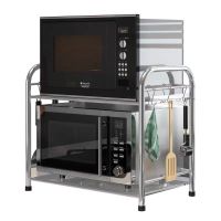 厨房不锈钢微波炉置物架子台面单双层收纳防静电调料架烤箱架子