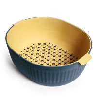 双层镂空水果盆洗水果沥水篮家用水果篮大号水果盘创意厨房洗菜蓝