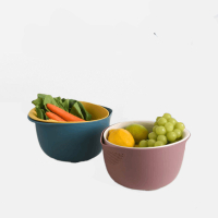 双层洗菜盆沥水篮镂空洗水果篮果蔬菜筐厨房家用水果盆果盘菜篮子