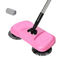 珍贝粉[共2块布]|扫地机手推式吸尘器家用软扫把簸箕套装组合魔法扫帚平板拖把拖布