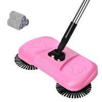 珍贝粉[共4块布]|扫地机手推式吸尘器家用软扫把簸箕套装组合魔法扫帚平板拖把拖布