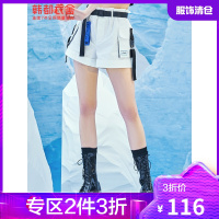 时代少年团|韩都衣舍立体工装短裤女2021夏季新款白色运动休闲裤