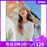 韩都衣舍娃娃连衣裙女2021夏季新款初恋复古温柔短袖裙子OM83241