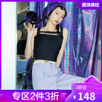 韩都衣舍蝴蝶结层次设计感小吊带女2021夏季新款甜酷短款背心上衣UF0264