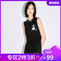 韩都衣舍x许京甫联名无袖背心连衣裙女2021夏季新款运动休闲短裙UF0180