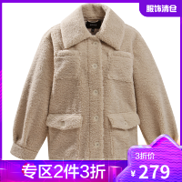 韩都衣舍2021年春装新款韩版软软糯糯外套颗粒绒棉衣棉服女JZ14220