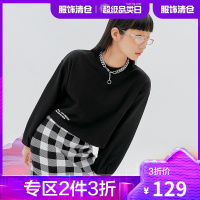 韩都衣舍卫衣女设计感2021春装新款潮酷字母印花上衣UF0050