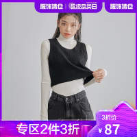 韩都衣舍2021春季新款女装韩版时尚外穿短款毛织坦克背心OM83164
