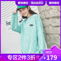 韩都衣舍老花卫衣女宽松韩版2021早春新款闺蜜情侣炸街上衣RE7549