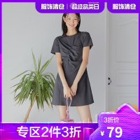 韩都衣舍短袖T恤裙女2021夏新款小个子修身气质短款高腰A字连衣裙PV0010