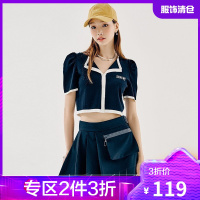 [妙汉联名]韩都衣舍不规则半身裙女2021夏新款设计感百褶裙短裙UF0114