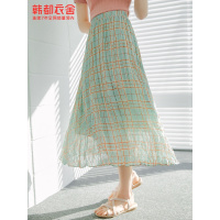 韩都衣舍2021韩版女装夏装新款中长款印花百搭A字半身裙RU5106