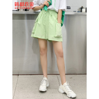 韩都衣舍2020夏装新款女装韩版宽松高腰直筒潮休闲短裤RU8026