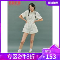 韩都衣舍宽松连体休闲裤女2021夏季新款高腰显瘦休闲裤OM82439