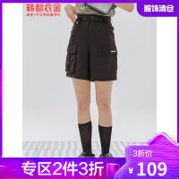 韩都衣舍工装短裤女2021夏新款女装五分裤中裤高腰休闲裤OM83520