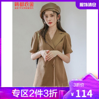 韩都衣舍2021夏季新款一件式连衣短裤高腰气质休闲连体裤女PT9362