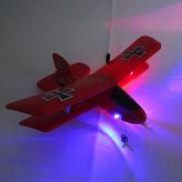 2.4G双翼慢速遥控固定翼滑翔机航模玩具新手飞机易学好飞彩灯 红色 泡沫飞机